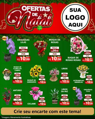 Modelo de Rede Social para Feed Instagram com o tema Ofertas de Natal para Floricultura e jardim