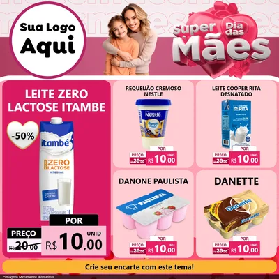 Modelo de Rede Social para Feed Facebook com o tema Super Dia Das Mães para Frios e Laticínios