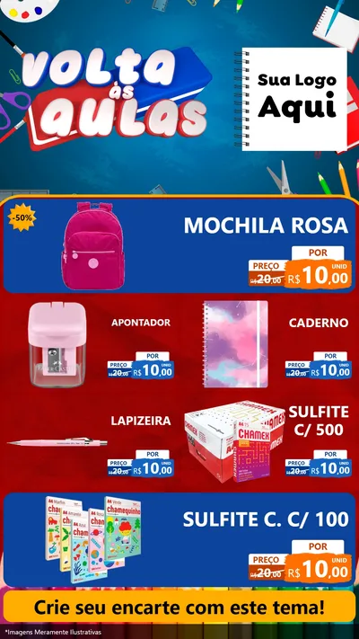 Modelo de TV para TV Vertical com o tema Volta Às Aulas para Papelaria