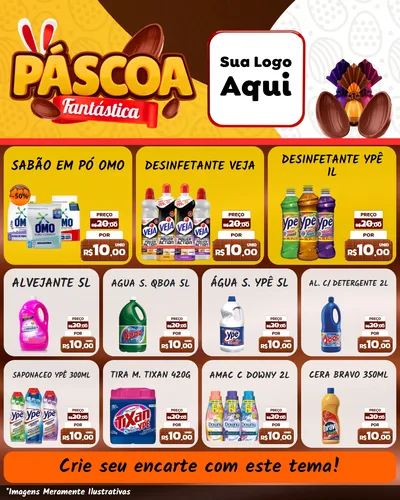 Modelo de Rede Social para Feed Instagram com o tema Páscoa Fantástica para Produtos de Limpeza