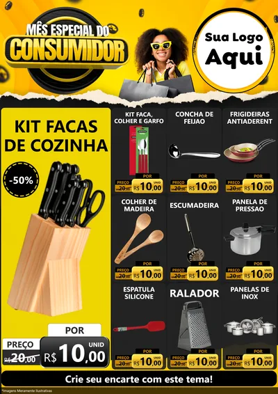 Modelo de Encarte para Encarte A4 Vertical com o tema Mês Especial do Consumidor para Utilidades Domésticas