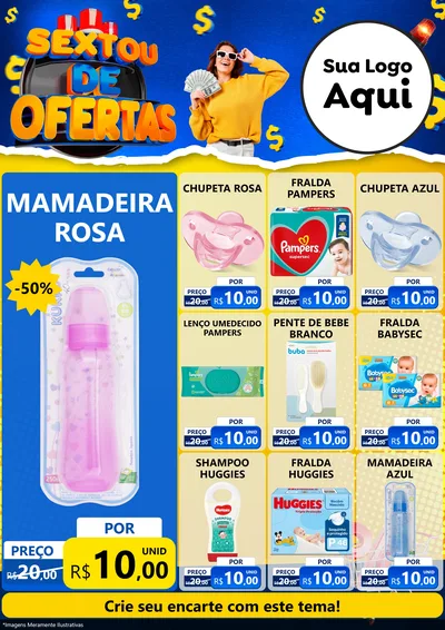 Modelo de Encarte para Encarte A4 Vertical com o tema Sextou de Ofertas para Bebês