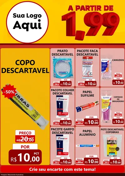 Modelo de Encarte para Encarte A4 Vertical com o tema A Partir de Um e Noventa e Nove - 1,99 para Embalagens