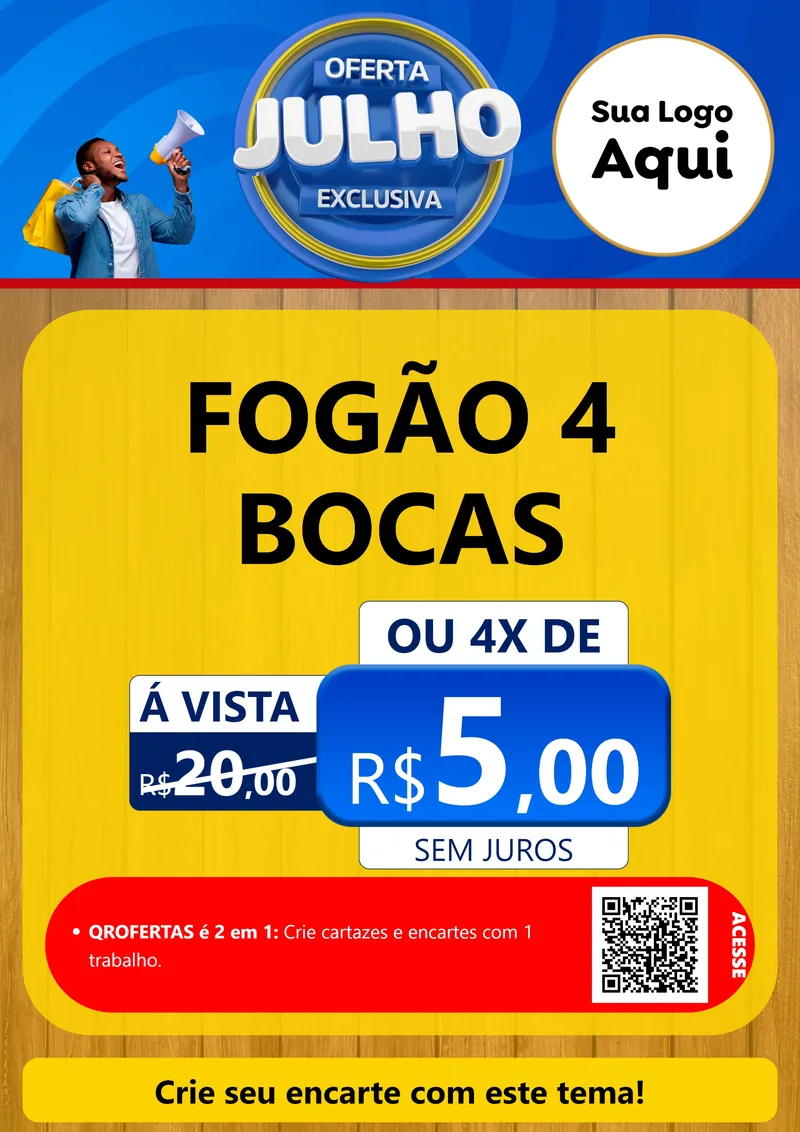 Modelo de Cartaz para Cartaz A4 Vertical com o tema Oferta Exclusiva, Julho para Móveis e Eletro