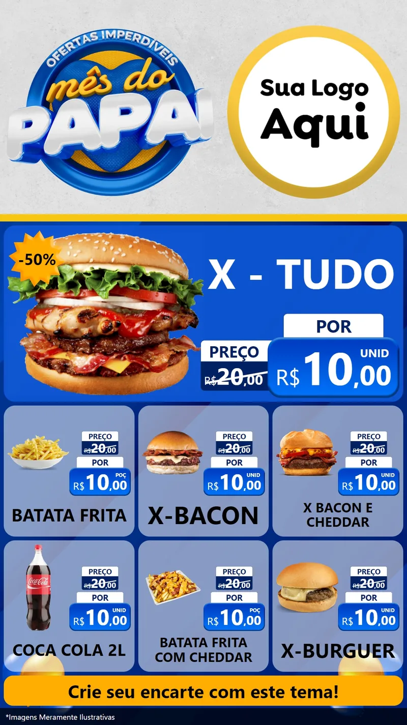 Modelo de Rede Social para Stories com o tema Ofertas Imperdíveis Mês Do Papai para Hamburgueria