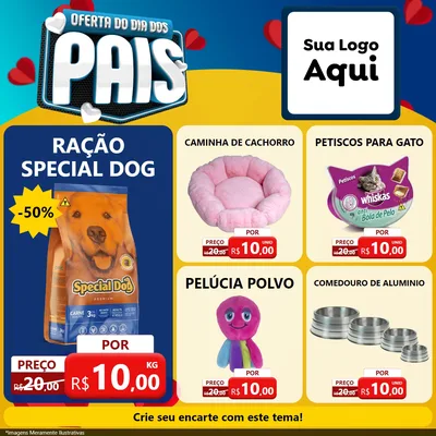 Modelo de Rede Social para Feed Facebook com o tema Oferta Do Dia Dos Pais para Pet Shop