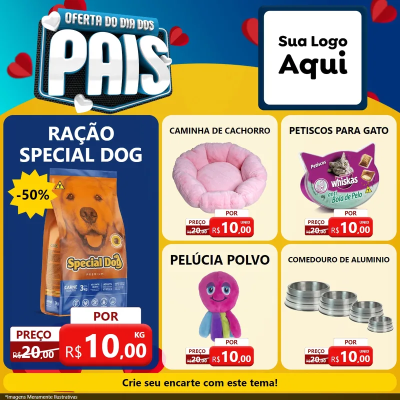 Modelo de Rede Social para Feed Facebook com o tema Oferta Do Dia Dos Pais para Pet Shop