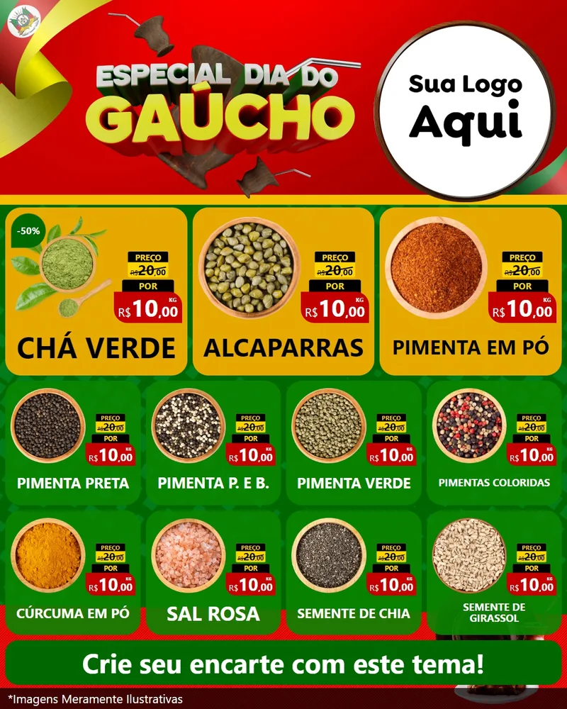 Modelo de Rede Social para Feed Instagram com o tema Especial Dia do Gaúcho para Produtos Naturais