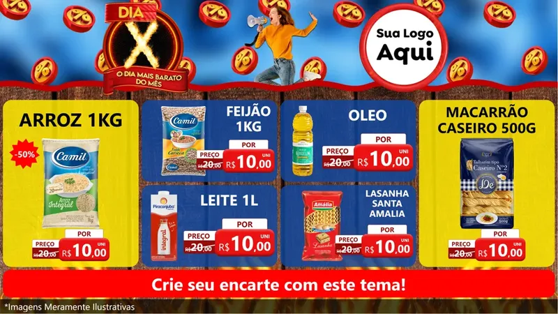 Modelo de TV para TV Horizontal com o tema Dia X - O Dia Mais Barato Do Mês para Supermercado