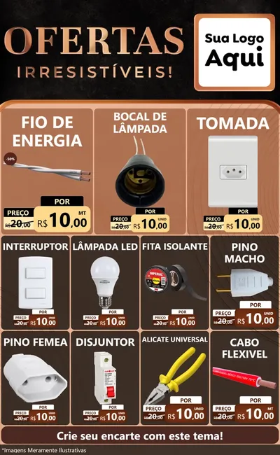 Modelo de Encarte para Encarte Grande com o tema Ofertas Irresistíveis! para Materiais Elétricos