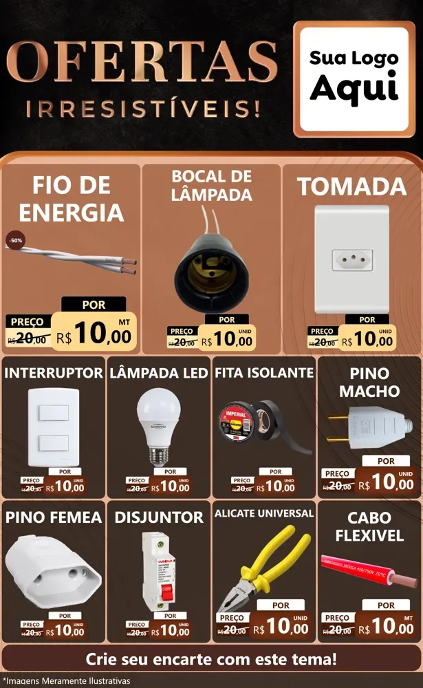 Modelo de Encarte para Encarte Grande com o tema Ofertas Irresistíveis! para Materiais Elétricos
