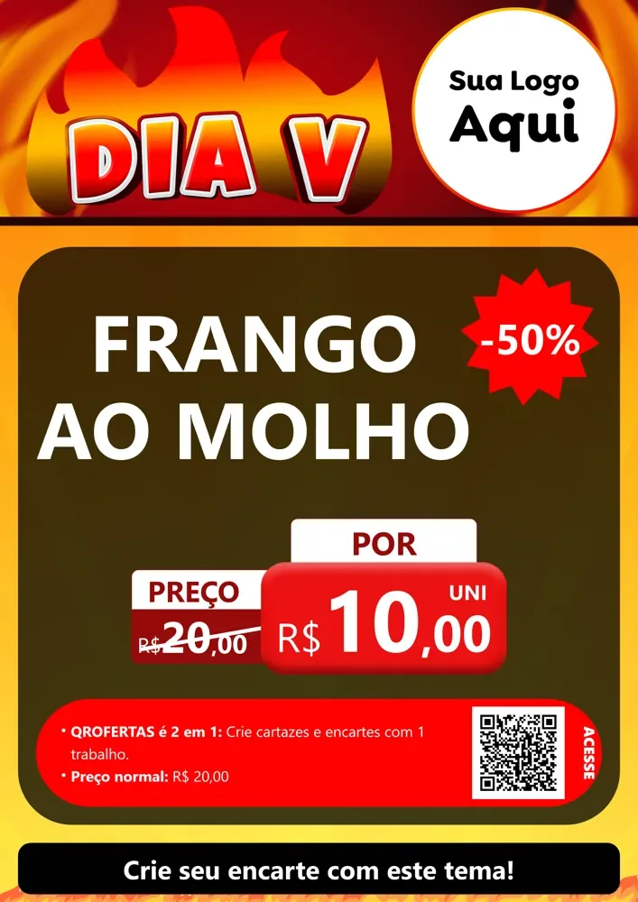 Modelo de Cartaz para Cartaz A4 Vertical com o tema Dia V para Restaurante