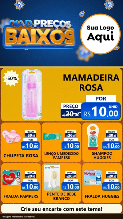 Modelo de Rede Social para Stories com o tema Dia D Preço Baixo para Bebês