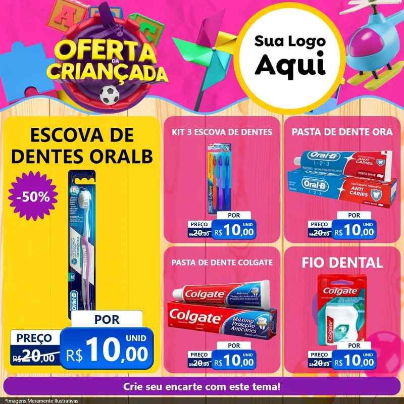 Modelo de Rede Social para Feed Facebook com o tema Oferta da Criançada para Higiene Pessoal
