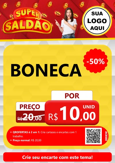 Modelo de Cartaz para Cartaz A4 Vertical com o tema Super Saldão para Brinquedos