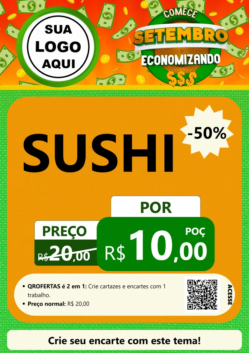Modelo de Cartaz para Cartaz A4 Vertical com o tema Comece Setembro Economizando para Comida japonesa