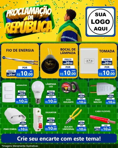 Modelo de Rede Social para Feed Instagram com o tema Proclamação da República para Materiais Elétricos