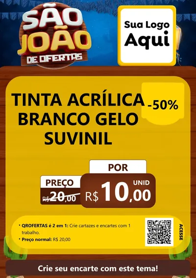 Modelo de Cartaz para Cartaz A4 Vertical com o tema São João Ofertas Imbatíveis! - Junina para Tintas e Ferramentas