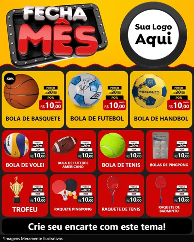 Modelo de Rede Social para Feed Instagram com o tema Fecha Mês para Artigos Esportivos