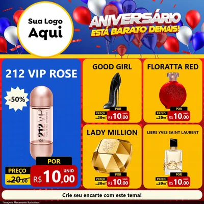 Modelo de Rede Social para Feed Facebook com o tema Aniversário para Perfumes