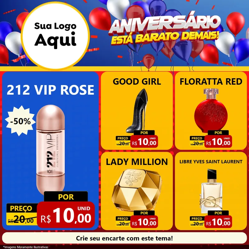 Modelo de Rede Social para Feed Facebook com o tema Aniversário para Perfumes