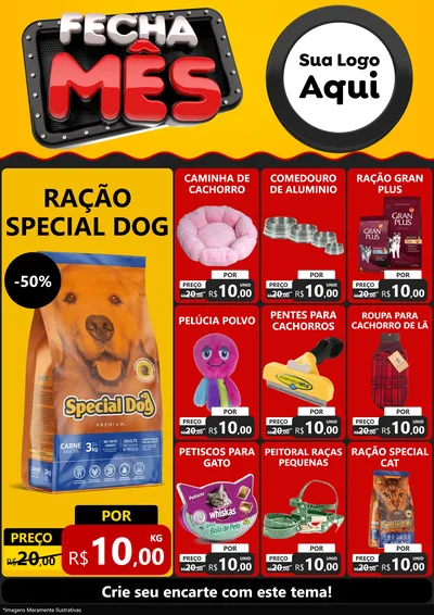 Modelo de Encarte para Encarte A4 Vertical com o tema Fecha Mês para Pet Shop