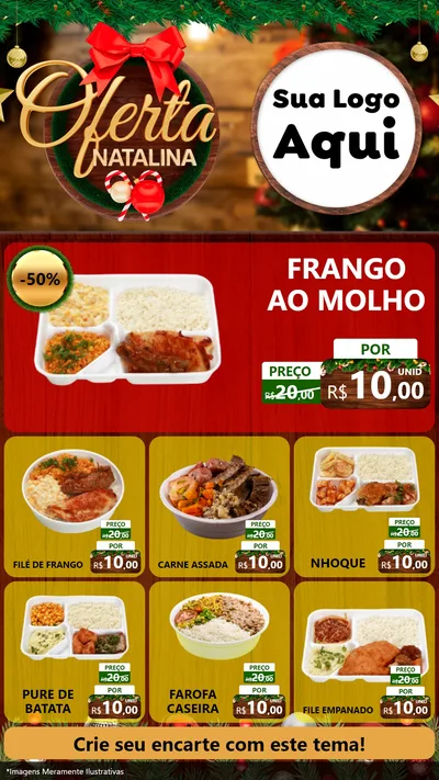Modelo de Rede Social para Stories com o tema Ofertas Natalina para Restaurante
