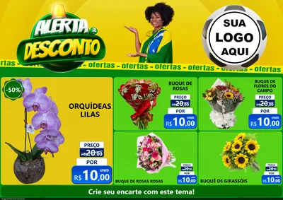 Modelo de Encarte para Encarte A4 Horizontal com o tema Alerta de Desconto para Floricultura e jardim