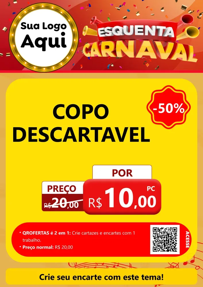 Modelo de Cartaz para Cartaz A4 Vertical com o tema Esquenta Carnaval para Embalagens