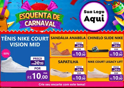 Modelo de Encarte para Encarte A4 Horizontal com o tema Esquenta de Carnaval para Calçados