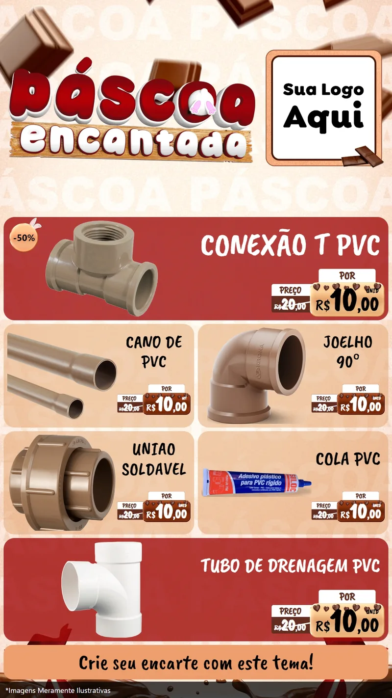 Modelo de TV para TV Vertical com o tema Páscoa Encantada para Tubos e conexões