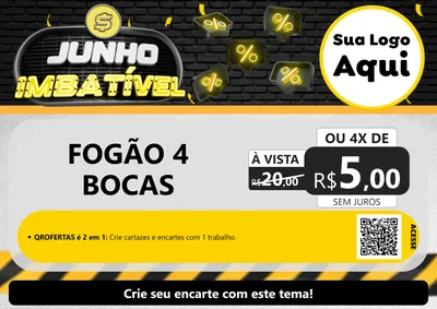 Modelo de Cartaz para Cartaz A4 Horizontal com o tema Junho Imbatível para Móveis e Eletro