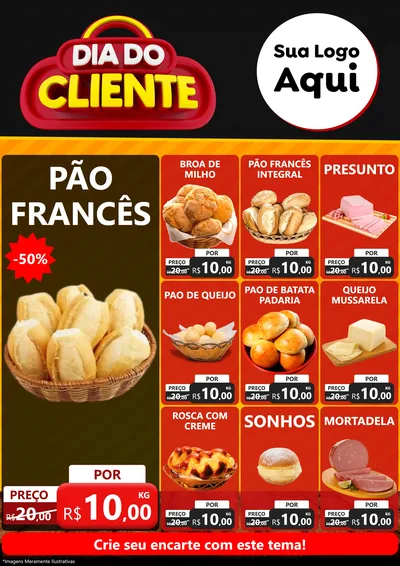Modelo de Encarte para Encarte A4 Vertical com o tema Dia do Cliente para Padaria