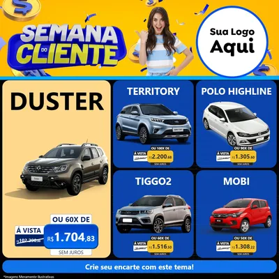 Modelo de Rede Social para Feed Facebook com o tema Semana do Cliente para Concessionaria de Carros
