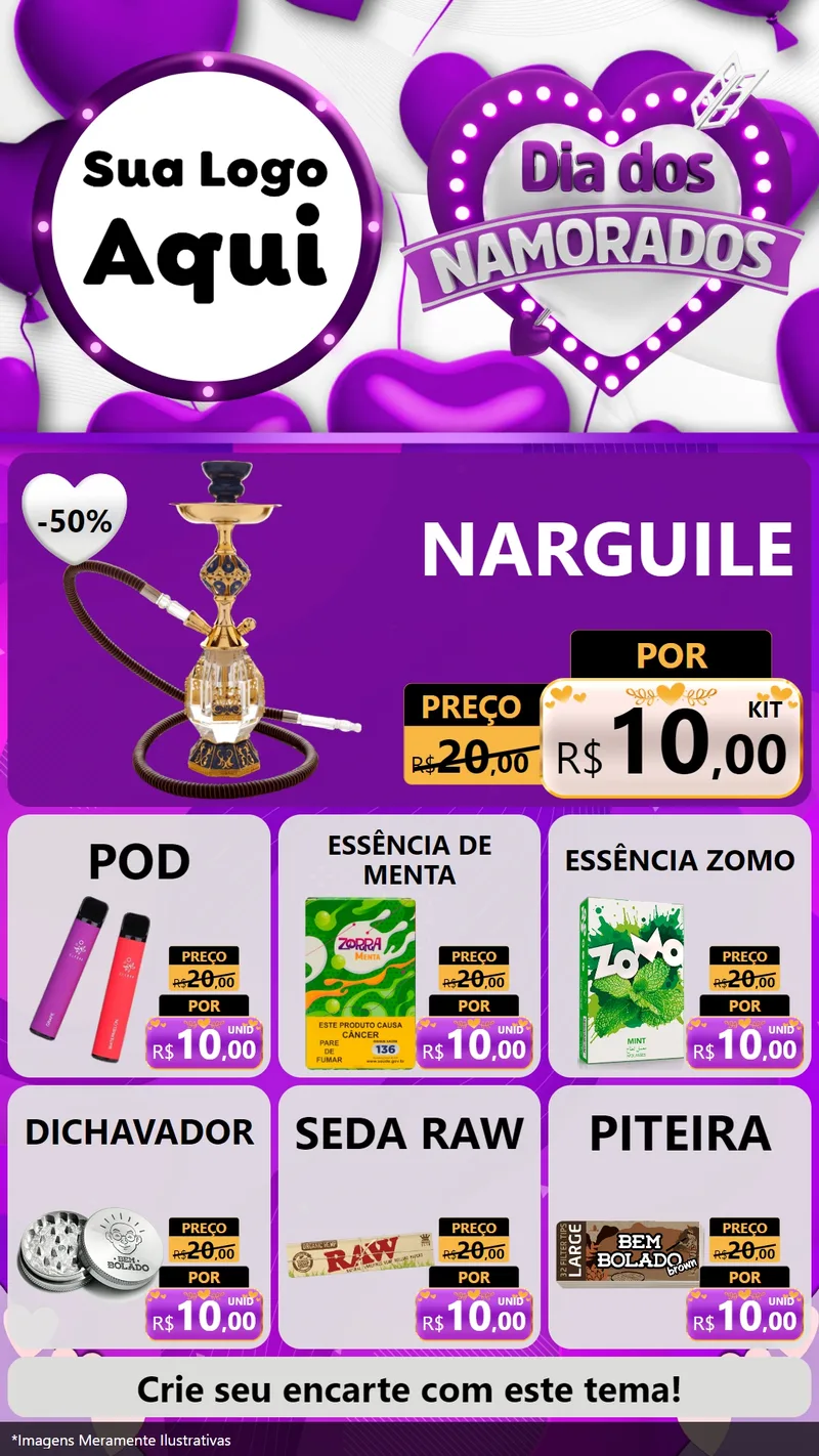 Modelo de Rede Social para Stories com o tema Dia dos Namorados para Tabacaria