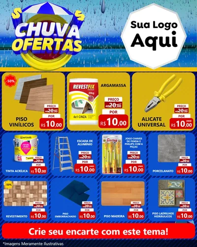 Modelo de Rede Social para Feed Instagram com o tema Chuva de Ofertas para Material para Construção