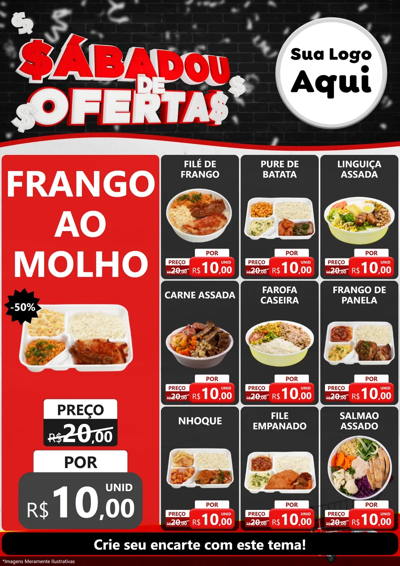 Modelo de Encarte para Encarte A4 Vertical com o tema Sabadou de Ofertas para Restaurante