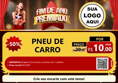 Modelo de Cartaz para Cartaz A4 Horizontal com o tema Fim de Ano Premiado para Auto peças