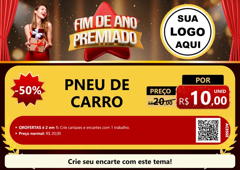 Modelo de Cartaz para Cartaz A4 Horizontal com o tema Fim de Ano Premiado para Auto peças