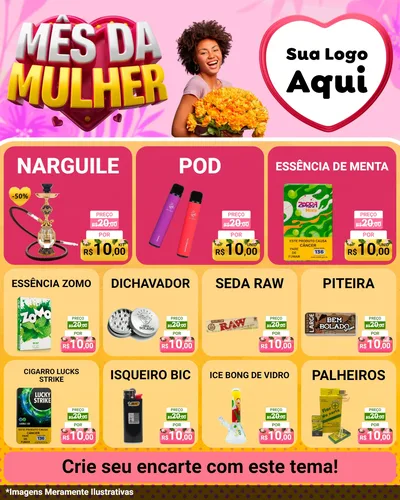 Modelo de Rede Social para Feed Instagram com o tema Mês da Mulher para Tabacaria