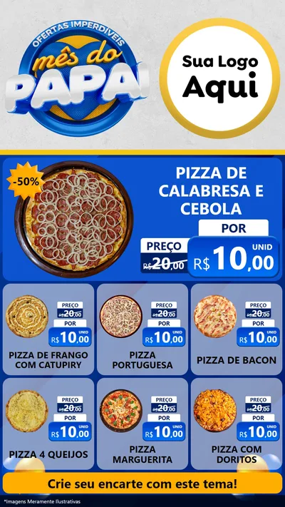 Modelo de Rede Social para Stories com o tema Ofertas Imperdíveis Mês Do Papai para Pizzaria