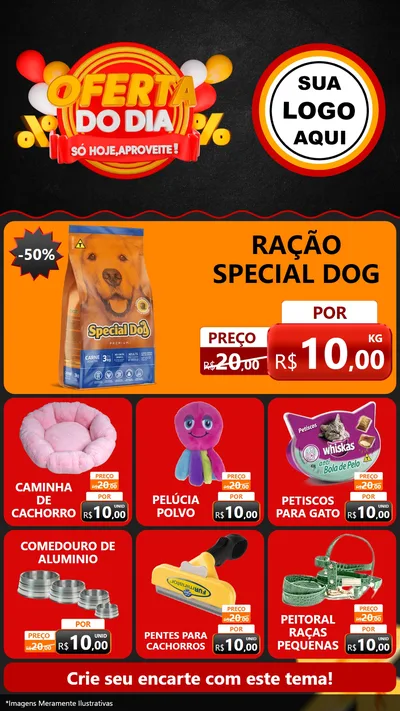 Modelo de Rede Social para Stories com o tema Oferta do Dia - Só hoje, Aproveite! para Pet Shop