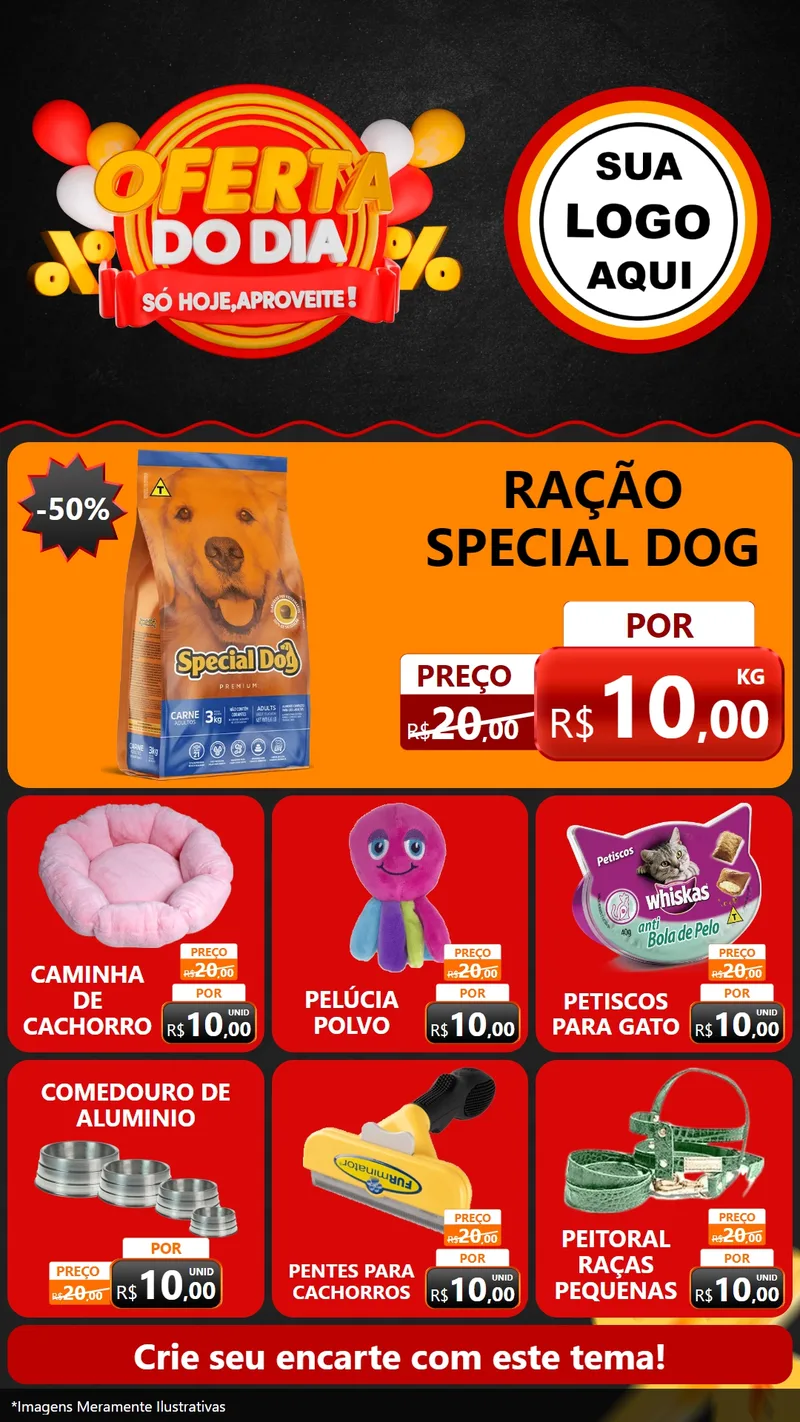 Modelo de Rede Social para Stories com o tema Oferta do Dia - Só hoje, Aproveite! para Pet Shop