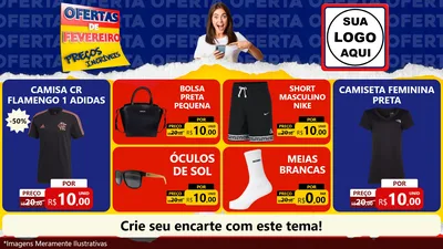 Modelo de TV para TV Horizontal com o tema Ofertas de Fevereiro - Preços Incríveis para Roupas e acessórios