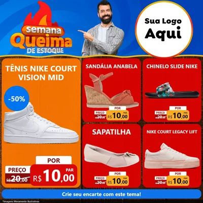Modelo de Rede Social para Feed Facebook com o tema Semana Queima de Estoque para Calçados