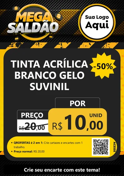 Modelo de Cartaz para Cartaz A4 Vertical com o tema Mega Saldão para Tintas e Ferramentas