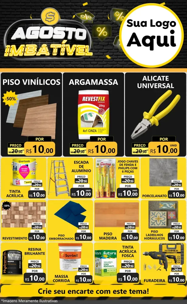 Modelo de Encarte para Encarte Grande com o tema Agosto Imbatível para Material para Construção