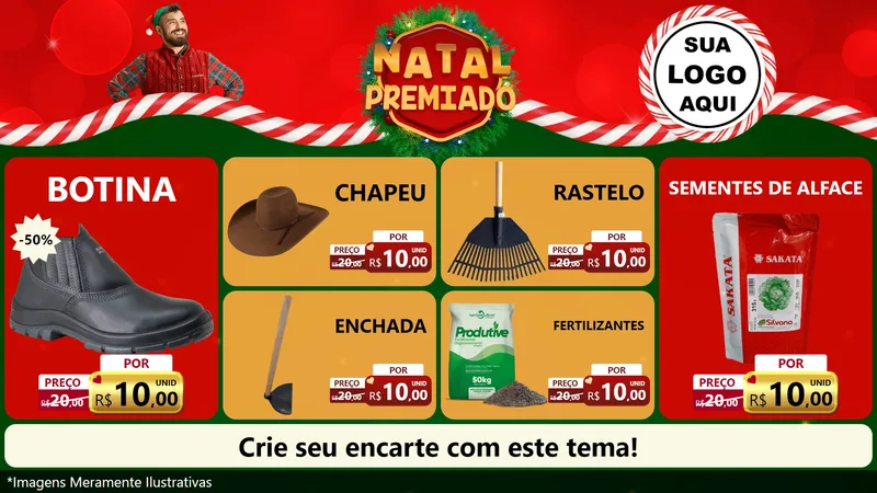 Modelo de TV para TV Horizontal com o tema Natal Premiado para Agropecuária