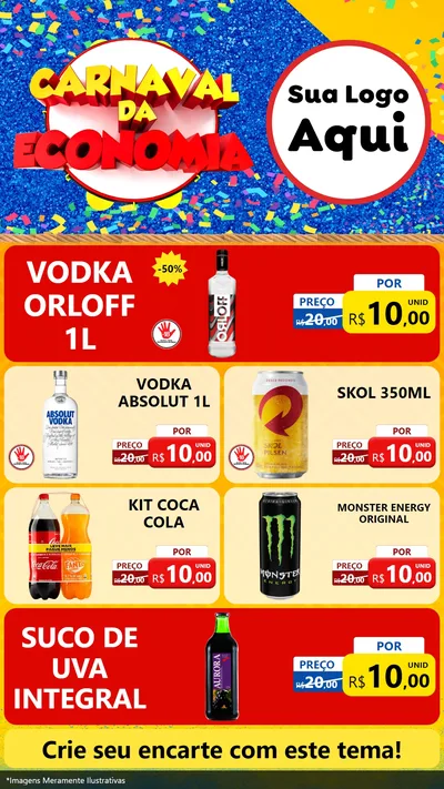 Modelo de TV para TV Vertical com o tema Carnaval da Economia para Distribuidora de bebidas