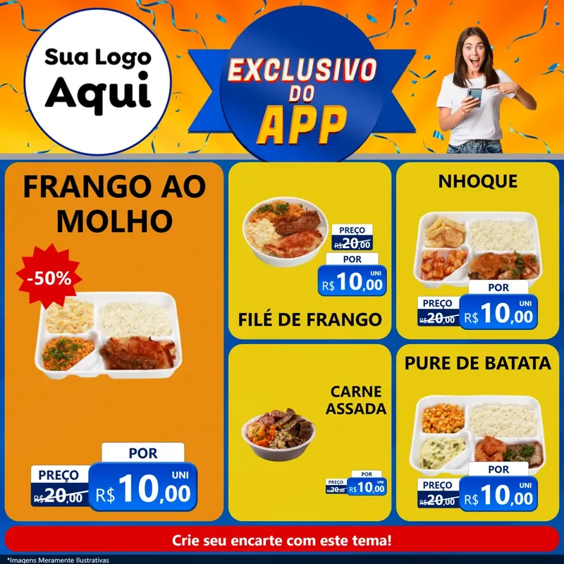 Modelo de Rede Social para Feed Facebook com o tema Exclusivo do Aplicativo para Restaurante